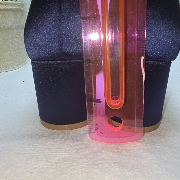 JEWEL BADGLEY MISCHKA NAVY RHINESTONE PEEP TOE ANKLE STRAP BLOCK HEEL 8 - Picture 11 of 15